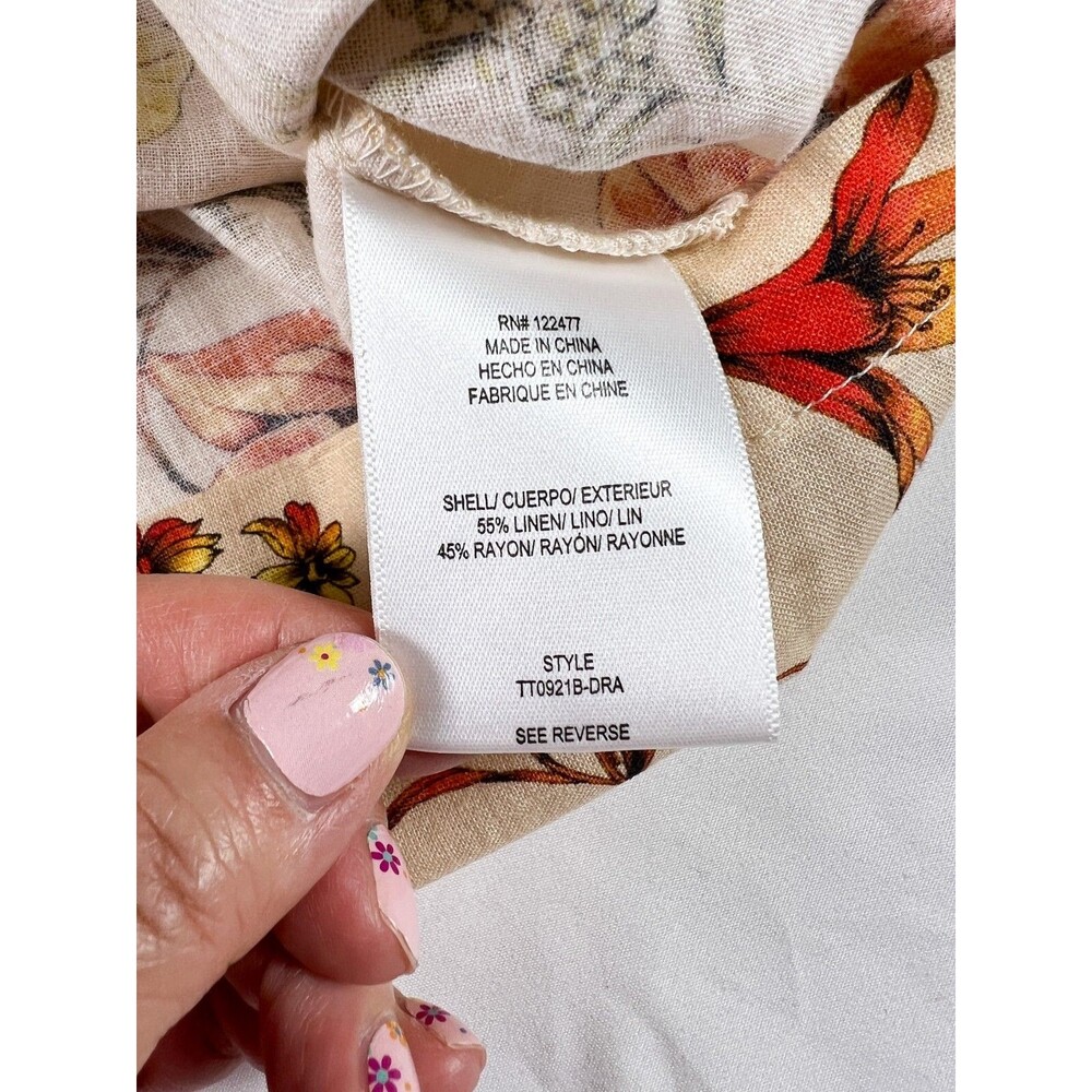 NWT‎ Evereve Char Floral Flutter Tank S Linen Ruffle Butter Yellow Feminine Boho - Picture 5 of 8